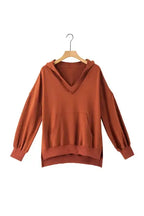 Chestnut Oversized Hoodie - V-Neck Kangaroo Pocket - Fashionfitz