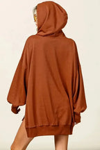 Chestnut Oversized Hoodie - V-Neck Kangaroo Pocket - Fashionfitz