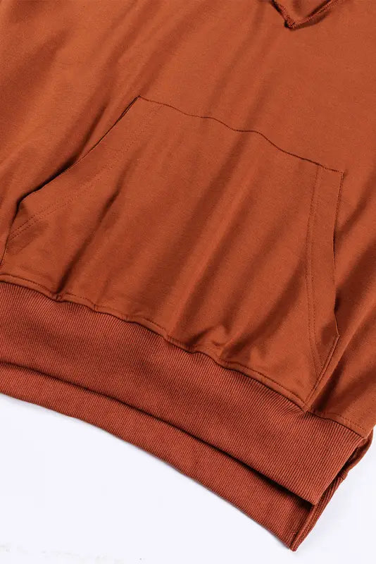 Chestnut v neck kangaroo pocket oversized hoodie - sweatshirts & hoodies