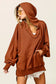 Chestnut v neck kangaroo pocket oversized hoodie - sweatshirts & hoodies