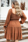 Chestnut plus size smocked ruffled sleeve tiered mini dress