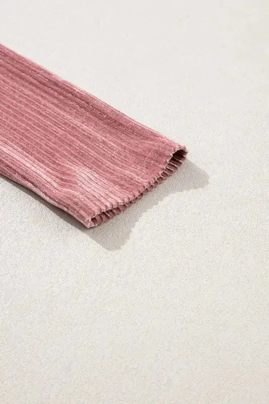 Chestnut Smocked Ribbed Velvet Babydoll Top - Fashionfitz