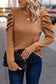 Chestnut solid color textured buttoned gigot sleeve top - long tops