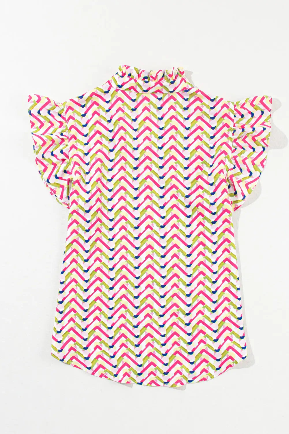 Chevron print ruffled sleeve blouse - tops/blouses & shirts