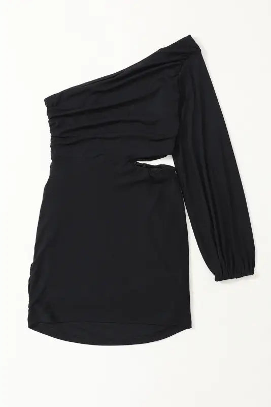 Chic asymmetry dress: one-shoulder black bodycon