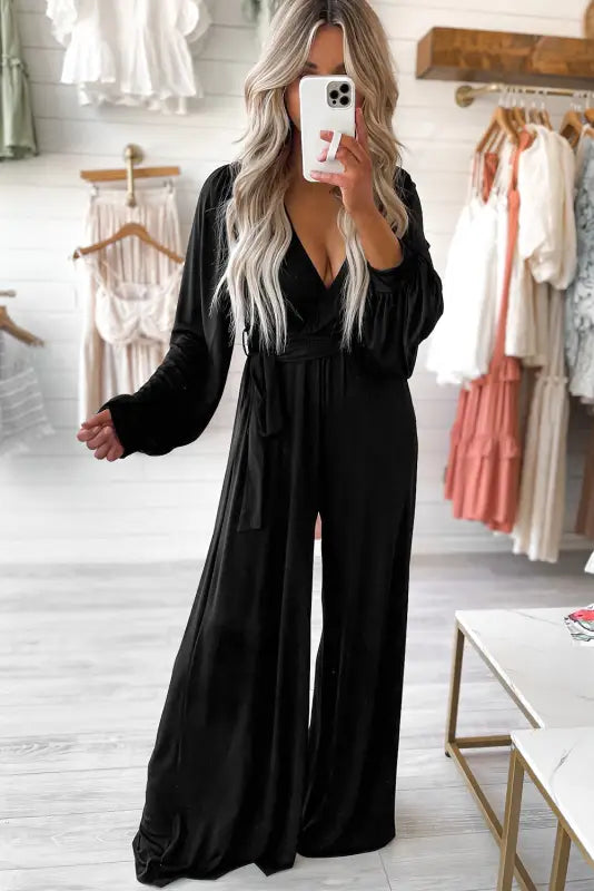 Chic black belted jumpsuit by fashionfitz