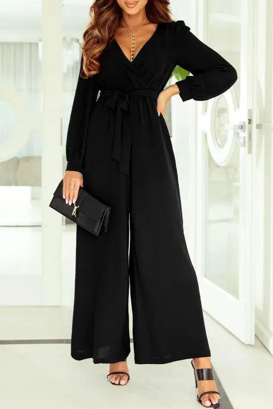 Chic black belted jumpsuit by fashionfitz