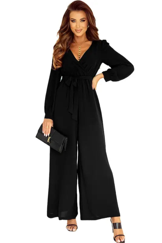 Chic black belted jumpsuit by fashionfitz