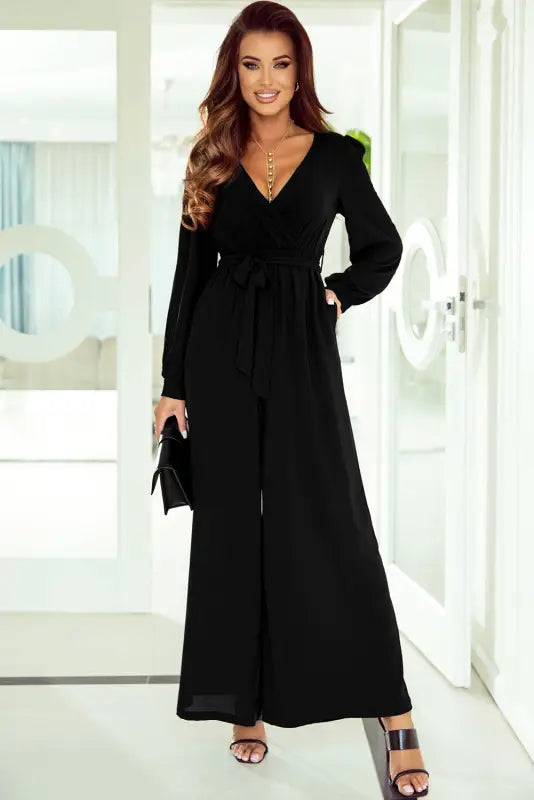 Chic black belted jumpsuit by fashionfitz