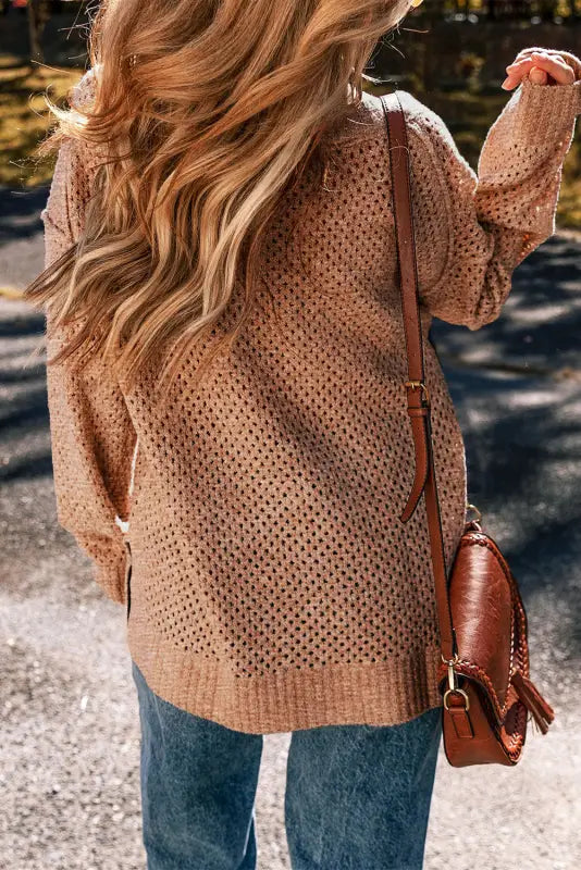 Chic eyelet charm sweater | cozy & stylish v-neck