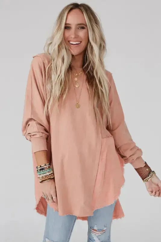Chic High-Low Hem Oversized Blouse - Fashionfitz