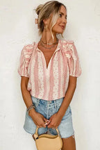Chic Peek Puff Blouse - Fashionfitz