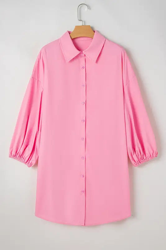 Chic pink balloon-sleeve mini dress