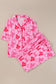 Chic pink bow-knot pajama set | comfy lapel collar sleepwear