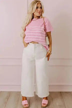 Chic Stripes Casual Plus Tee - Fashionfitz