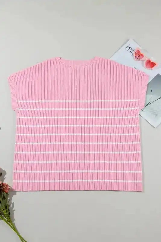 Chic Stripes Casual Plus Tee - Fashionfitz