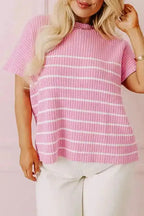 Chic Stripes Casual Plus Tee - Fashionfitz