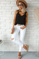 Black v neck knotted shoulder vest - tops