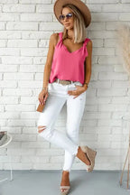 Chic V-Neck Knotted Shoulder Vest - Fashionfitz