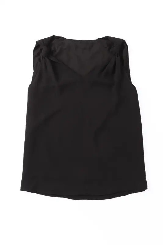 Black v neck knotted shoulder vest - tops