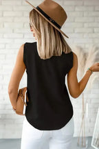 Chic V-Neck Knotted Shoulder Vest - Fashionfitz