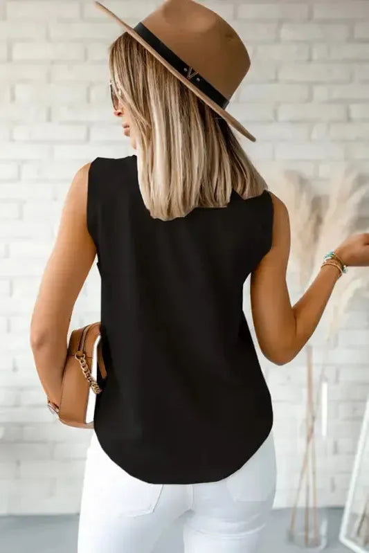 Chic V-Neck Knotted Shoulder Vest - Fashionfitz
