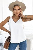 Chic V-Neck Knotted Shoulder Vest - Fashionfitz