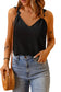 Black v neck knotted shoulder vest - tops