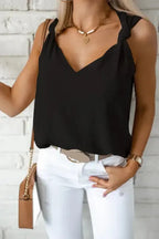 Chic V-Neck Knotted Shoulder Vest - Fashionfitz
