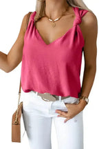 Chic V-Neck Knotted Shoulder Vest - Fashionfitz