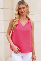 Chic V-Neck Knotted Shoulder Vest - Fashionfitz