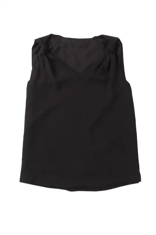 Black v neck knotted shoulder vest - tops