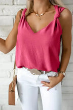 Chic V-Neck Knotted Shoulder Vest - Fashionfitz