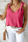 Black v neck knotted shoulder vest - rose / s / 100% polyester - tops