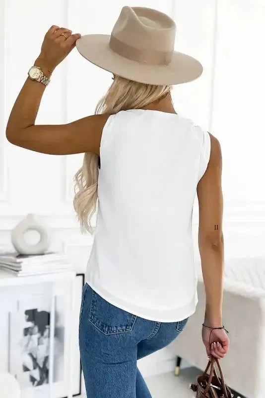 Chic V-Neck Knotted Shoulder Vest - Fashionfitz