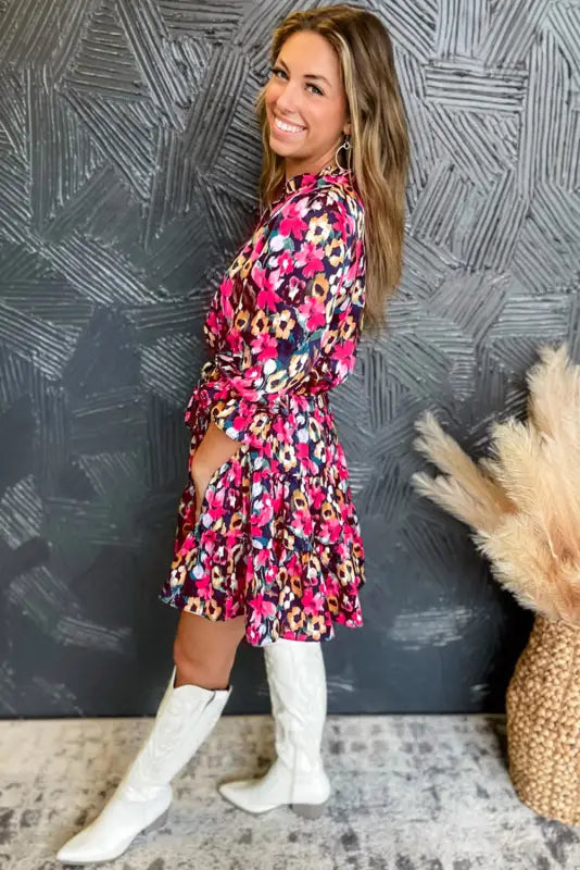 Chicago floral tiered ruffled dress - dresses