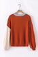 Chicory Coffee Color Block Exposed Seam Loose Fit Sweater - Fashionfitz