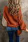 Chicory Coffee Contrast Color Exposed Seam Drop Shoulder Sweater - Fashionfitz