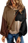 Chicory Coffee Contrast Color Exposed Seam Drop Shoulder Sweater - Fashionfitz