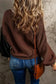 Chicory Coffee Contrast Color Exposed Seam Drop Shoulder Sweater - Fashionfitz