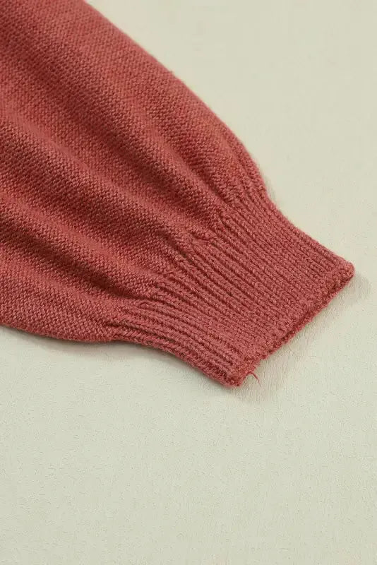 Chicory Coffee Contrast Color Exposed Seam Drop Shoulder Sweater - Fashionfitz