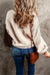 Chicory Coffee Contrast Color Exposed Seam Drop Shoulder Sweater - Fashionfitz