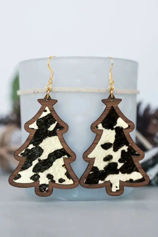 Festive christmas checker wooden earrings | unique holiday fashion