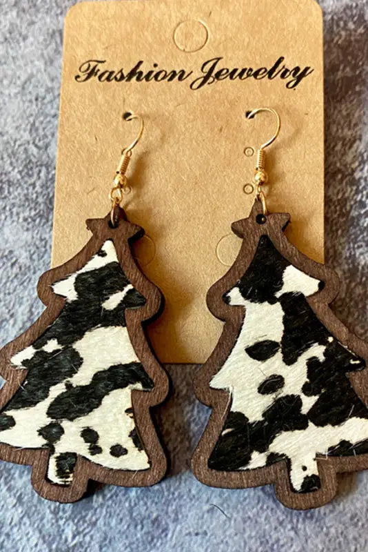 Festive christmas checker wooden earrings | unique holiday fashion