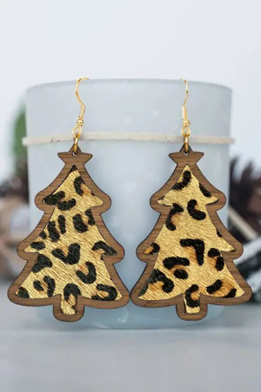 Festive christmas checker wooden earrings | unique holiday fashion