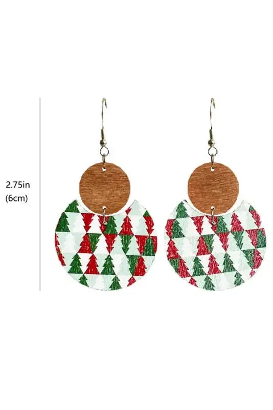 Christmas Checker Graphic Wooden Earrings - Fashionfitz