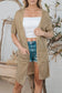 Khaki pocketed knit dolman sleeve cardigan - sweater & cardigans