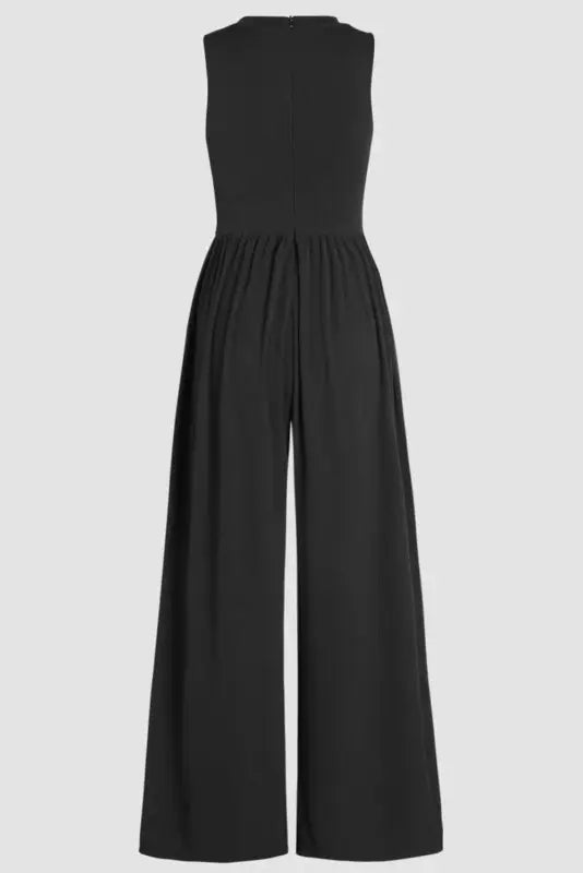 Cinched waist sleeveless wide leg jumpsuit - bottoms/jumpsuits & rompers