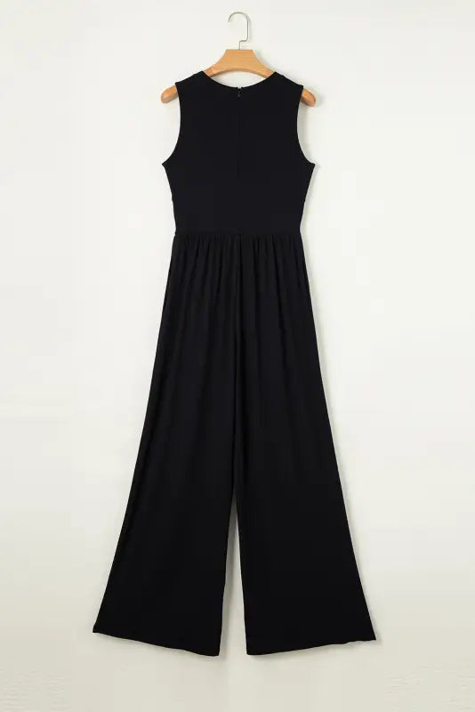 Cinched waist sleeveless wide leg jumpsuit - bottoms/jumpsuits & rompers