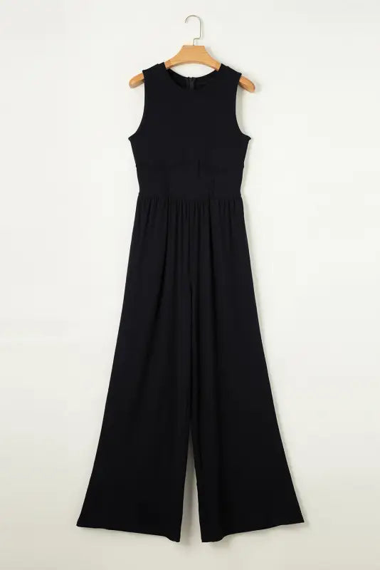 Cinched waist sleeveless wide leg jumpsuit - bottoms/jumpsuits & rompers